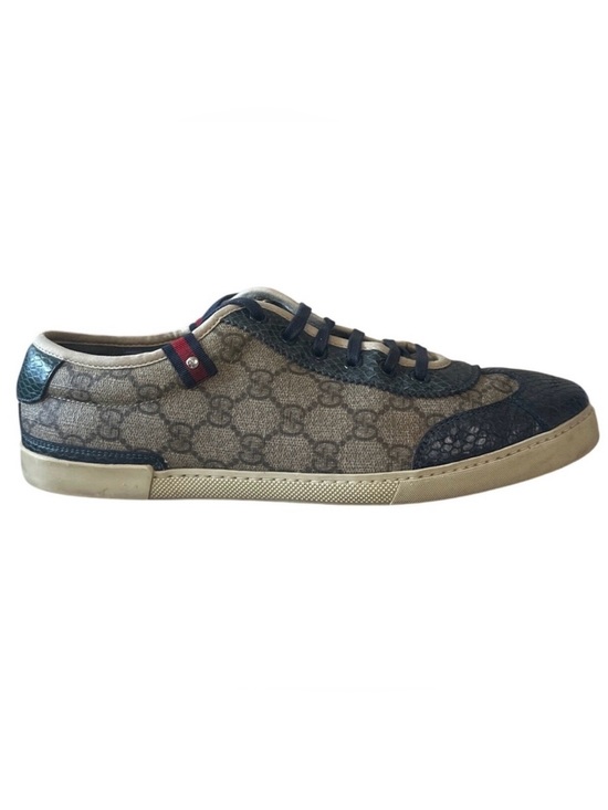 Gucci Other - Gucci GG Supreme Python Embossed Low Top Sneakers Web Stripe Men's 7.5G